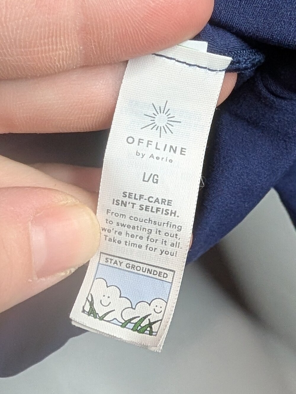 OFFLINE By Aerie Real Me Long Sleeve Polo Shirt Royal Navy Blue Women's Size Lrg - Picture 8 of 16